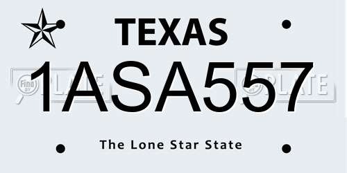 1ASA557 Texas License Plate