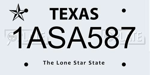 1ASA587 Texas License Plate