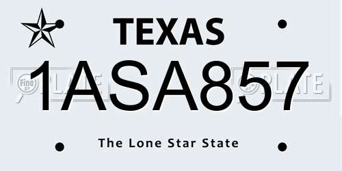1ASA857 Texas License Plate