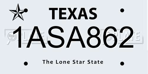 1ASA862 Texas License Plate