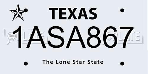 1ASA867 Texas License Plate