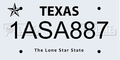 1ASA887 Texas License Plate