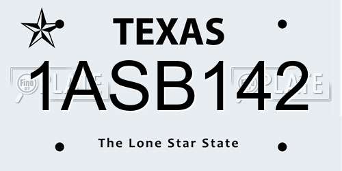 1ASB142 Texas License Plate