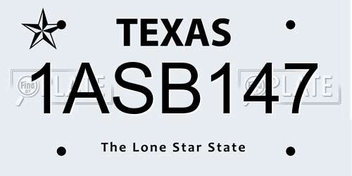 1ASB147 Texas License Plate
