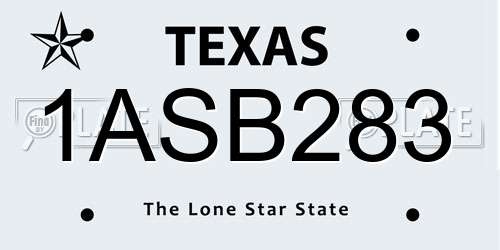 1ASB283 Texas License Plate