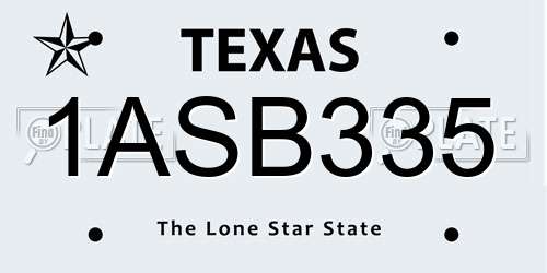 1ASB335 Texas License Plate