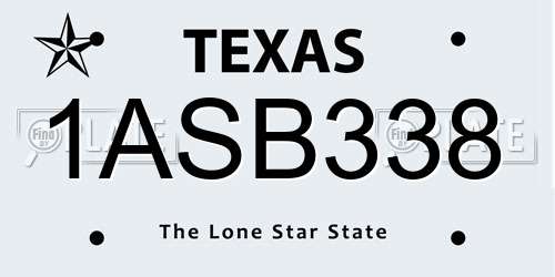 1ASB338 Texas License Plate