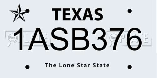 1ASB376 Texas License Plate