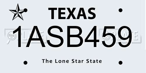 1ASB459 Texas License Plate