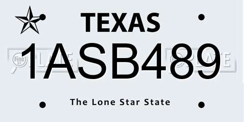 1ASB489 Texas License Plate