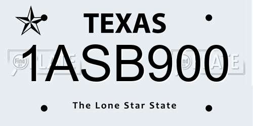 1ASB900 Texas License Plate