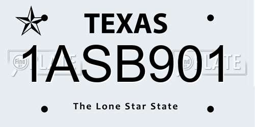 1ASB901 Texas License Plate