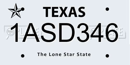 1ASD346 Texas License Plate