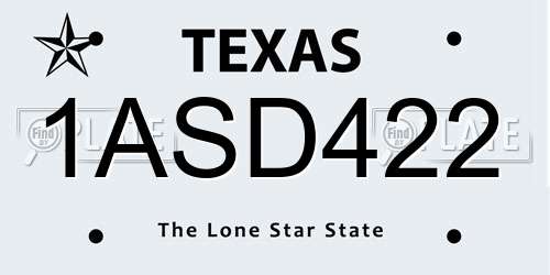 1ASD422 Texas License Plate