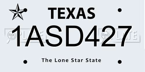 1ASD427 Texas License Plate