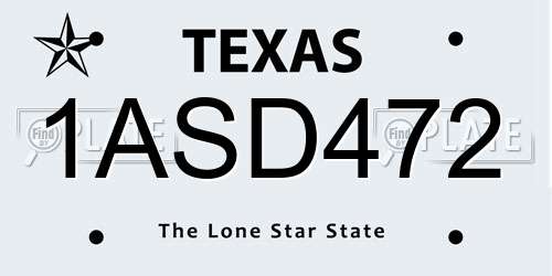 1ASD472 Texas License Plate