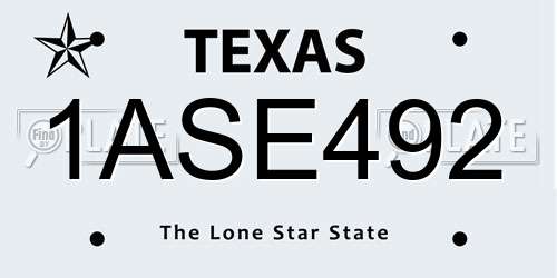 1ASE492 Texas License Plate