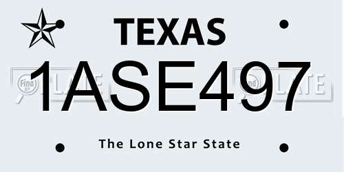 1ASE497 Texas License Plate