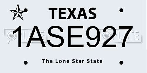 1ASE927 Texas License Plate