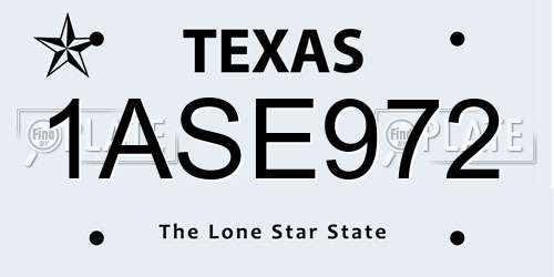 1ASE972 Texas License Plate