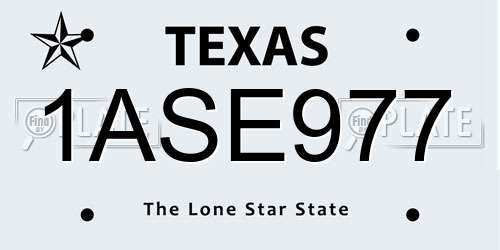 1ASE977 Texas License Plate