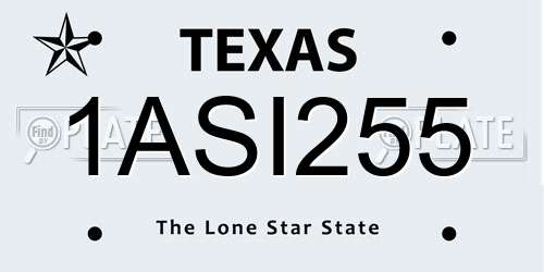 1ASI255 Texas License Plate