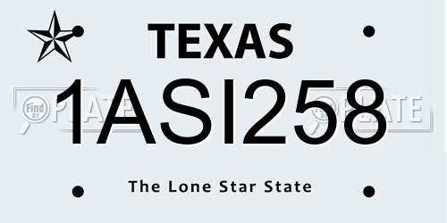 1ASI258 Texas License Plate