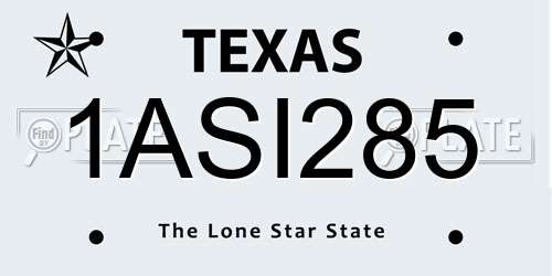 1ASI285 Texas License Plate