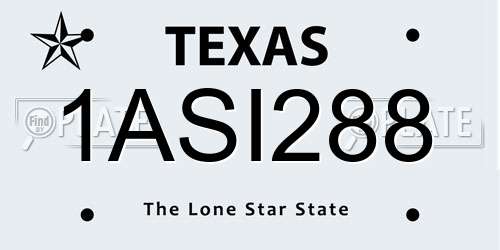 1ASI288 Texas License Plate