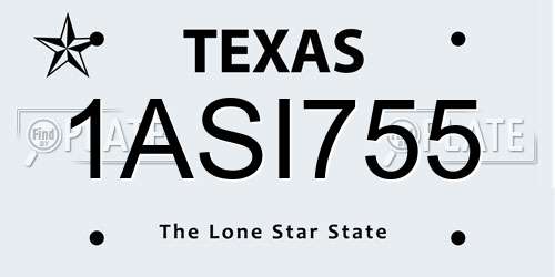 1ASI755 Texas License Plate