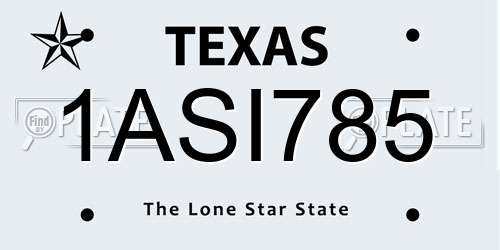 1ASI785 Texas License Plate