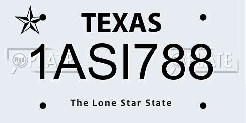 1ASI788 Texas License Plate