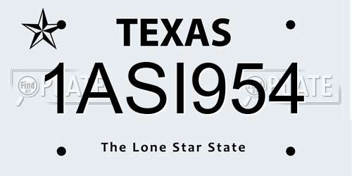 1ASI954 Texas License Plate