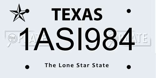 1ASI984 Texas License Plate
