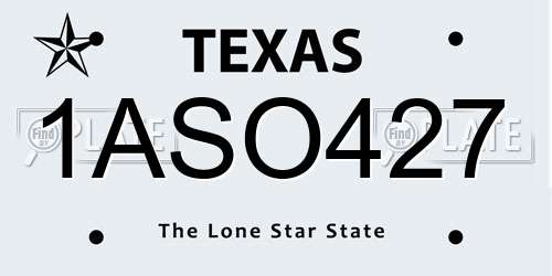 1ASO427 Texas License Plate