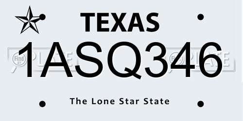 1ASQ346 Texas License Plate