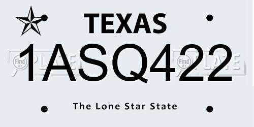 1ASQ422 Texas License Plate