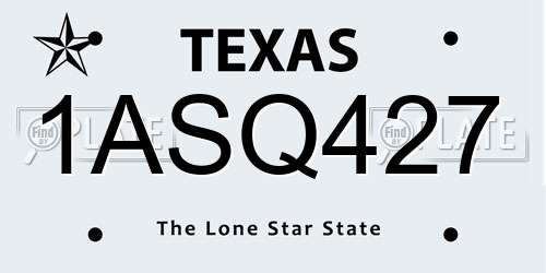 1ASQ427 Texas License Plate