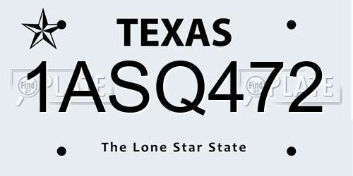 1ASQ472 Texas License Plate