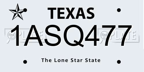 1ASQ477 Texas License Plate