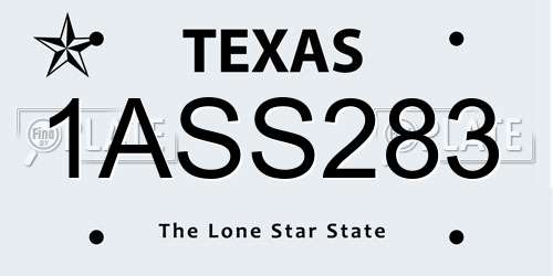 1ASS283 Texas License Plate