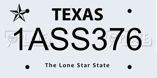 1ASS376 Texas License Plate
