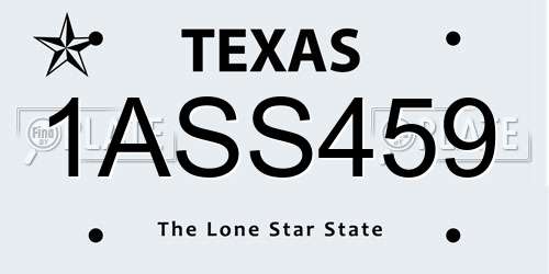 1ASS459 Texas License Plate