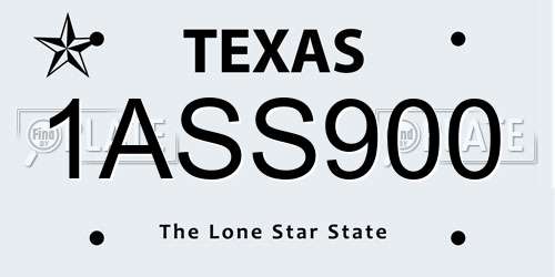 1ASS900 Texas License Plate