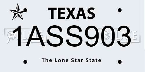 1ASS903 Texas License Plate