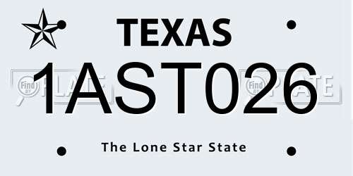 1AST026 Texas License Plate