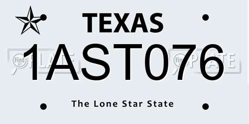 1AST076 Texas License Plate