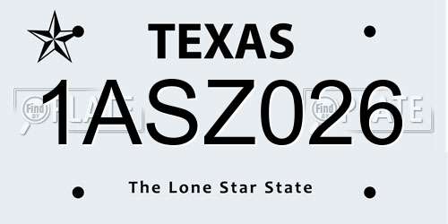 1ASZ026 Texas License Plate