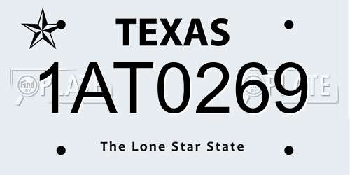 1AT0269 Texas License Plate
