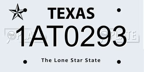 1AT0293 Texas License Plate